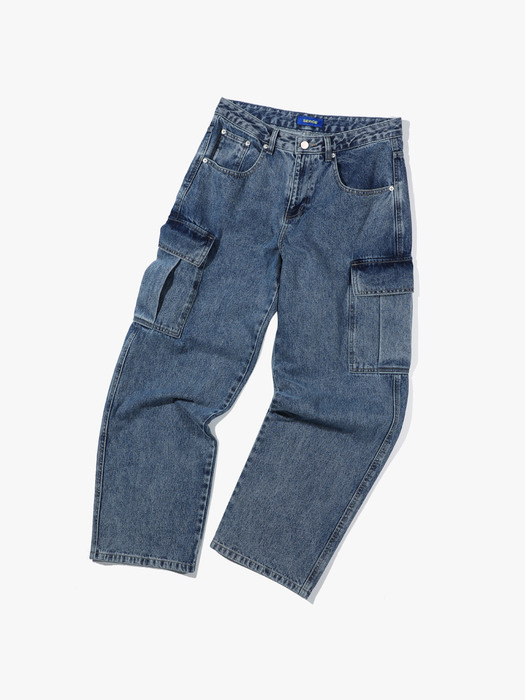 Wide Cargo Denim Pants V3_Blue