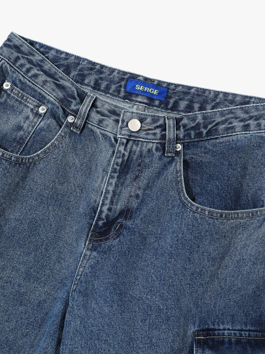 Wide Cargo Denim Pants V3_Blue