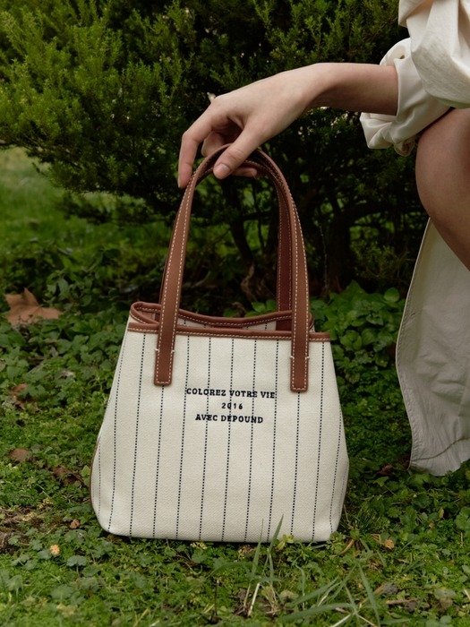 dear bag (tote) - ivory stripe (M)