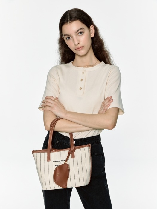 dear bag (tote) - ivory stripe (M)