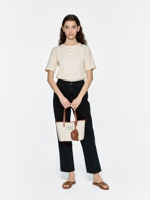 dear bag (tote) - ivory stripe (M)