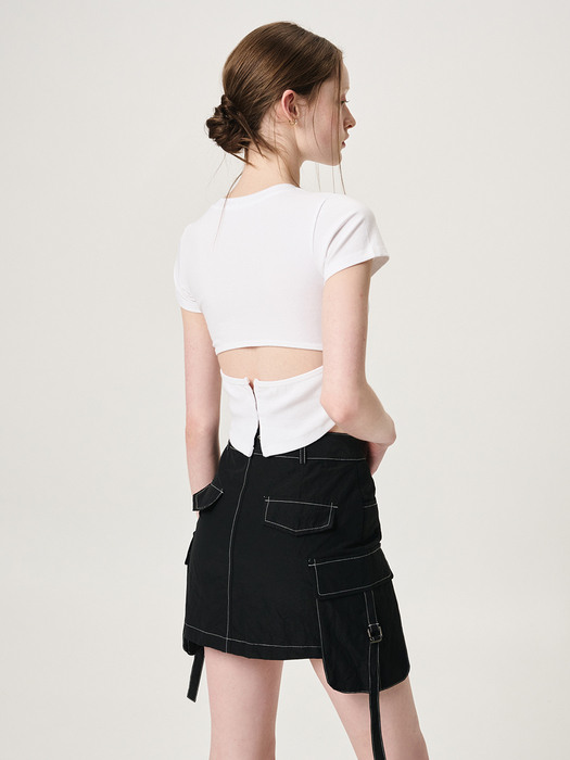Strap Cargo Mini Skirt, Black