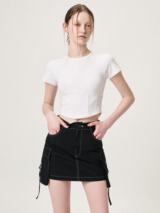 Strap Cargo Mini Skirt, Black