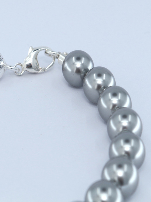 Half & Half Silver Ball Chain Bracelet[92.5Silver/Grey]