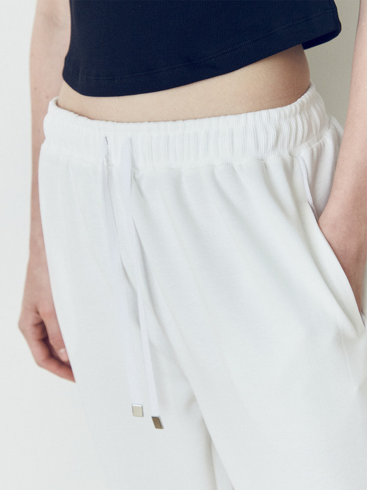 Line velvet ribone Pants(White)
