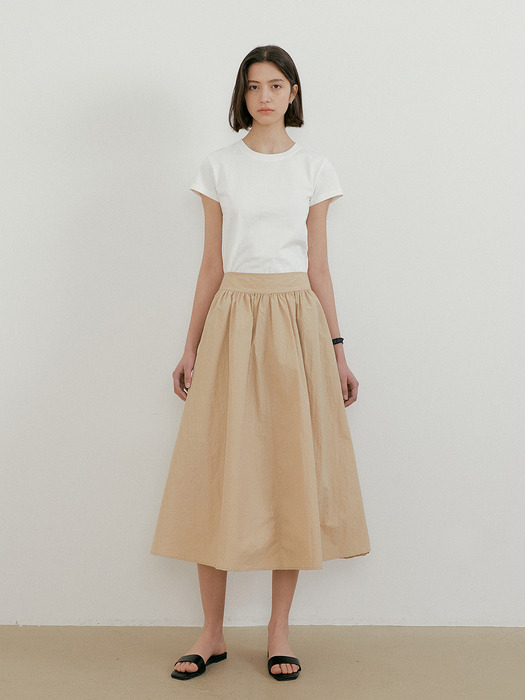 Lilly Shirring Skirt (Beige)
