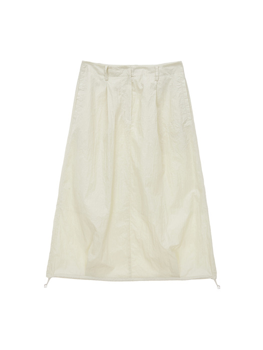 GLOSSY VOLUME MIDI SKIRT IN IVORY