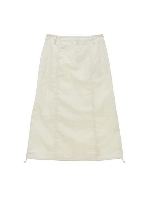 GLOSSY VOLUME MIDI SKIRT IN IVORY