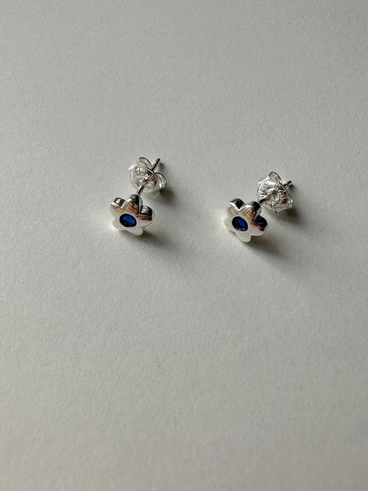 [925silver] Blue stone flower earring