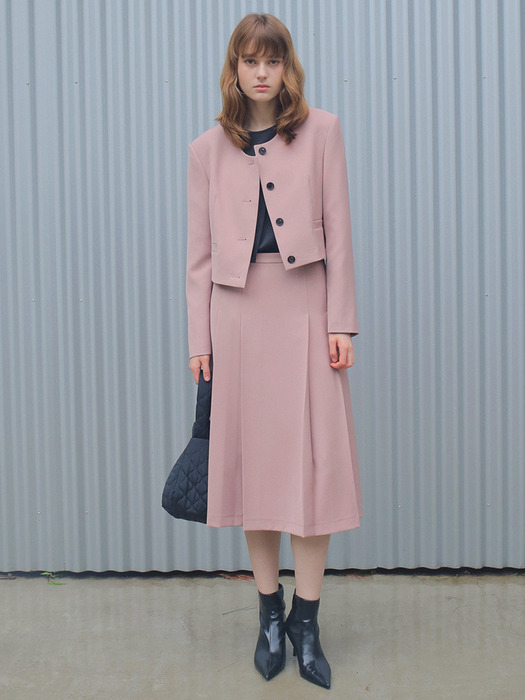 FRONT PLEATED SKIRT / PINK