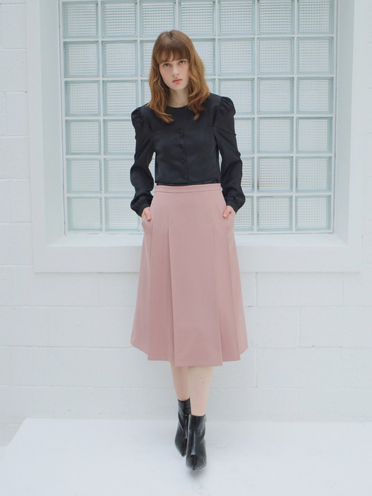 FRONT PLEATED SKIRT / PINK