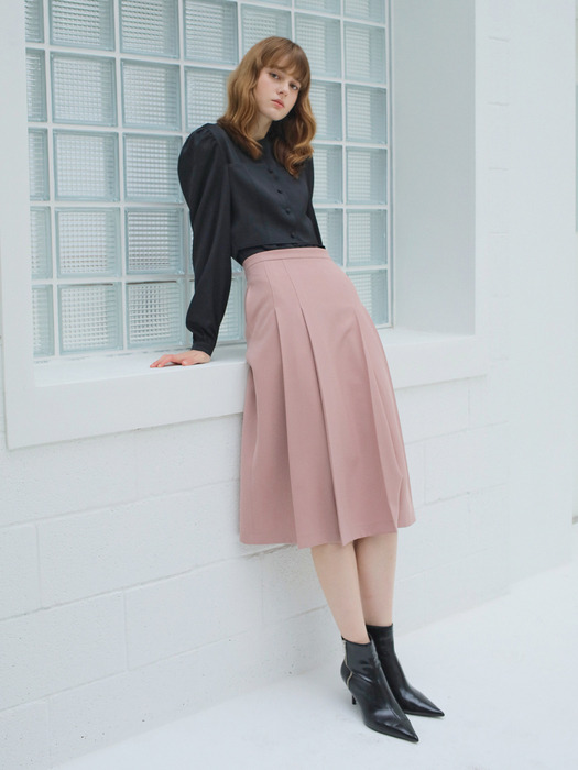 FRONT PLEATED SKIRT / PINK