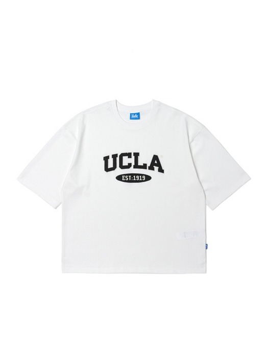 남성 엠보 프린트 루즈핏 라운드 티셔츠[O-WHITE](UZ7ST11_33)
