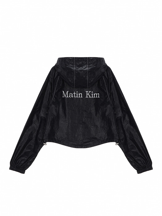 MATIN CROP HOODY COATING JUMPER IN BLACK - Image 3