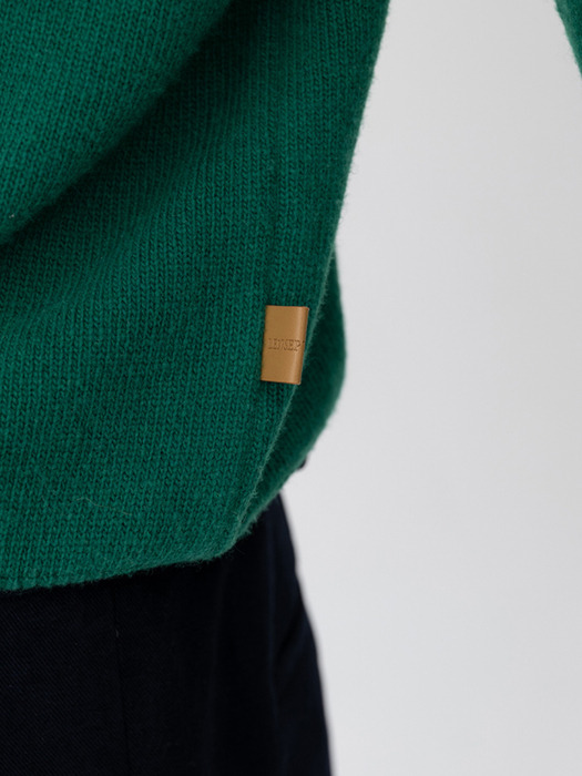 CONTRASTING LAYERED HIGH NECK KNIT [GREEN]