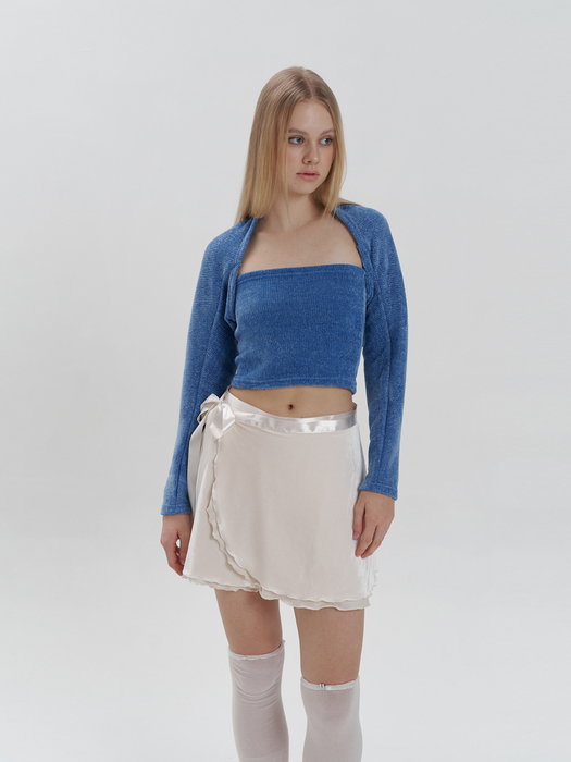 aileen knit top & bolero set - blue