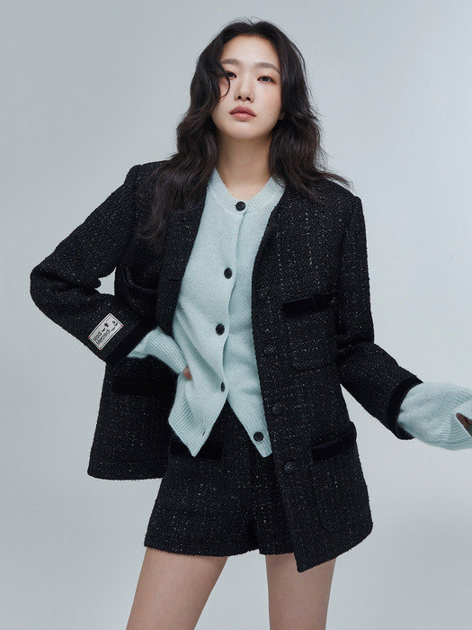 TWEED OVERSIZED JACKET_BLACK