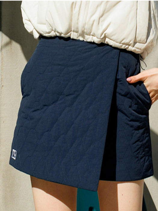 padded wrap mini skirt navy