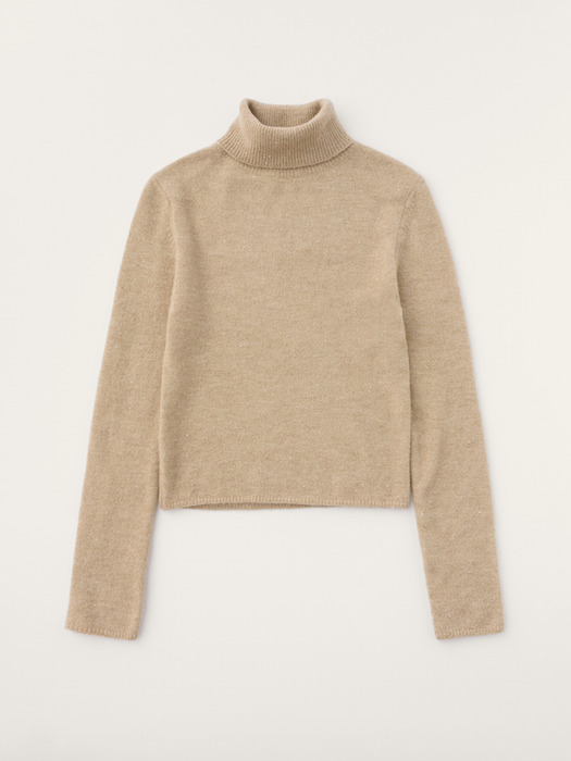 Glitter Roll-Neck Knit (Beige)