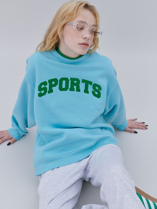 Sports Flocking Print Sweatshirt (SKYBLUE)