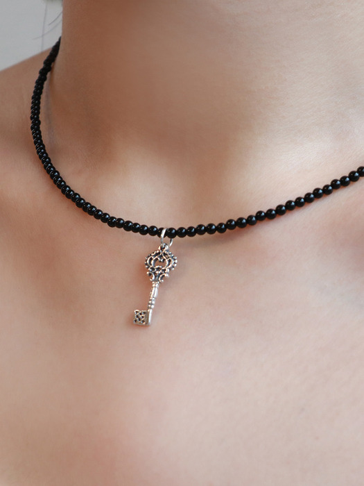 Onyx Antique Key Necklace