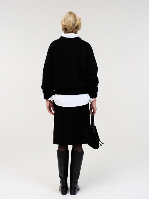 Corduroy h-line skirt (Black)