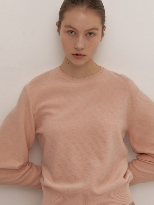 Wool Blended Embo Roundneck Pullover  Pink (WE4151C10X)