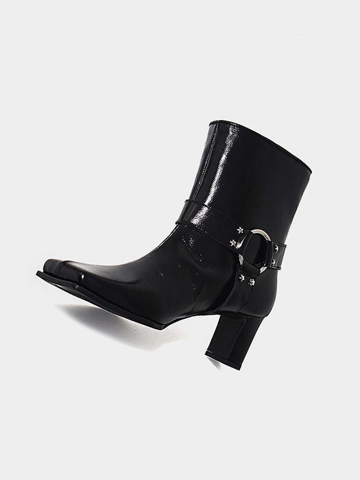 2023 Winter Fancy Harness Ankle Boots Black (6cm)