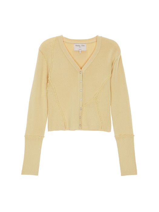 CUT OUT DETAILED KNIT CARDIGAN IN LIGHT YELLOW