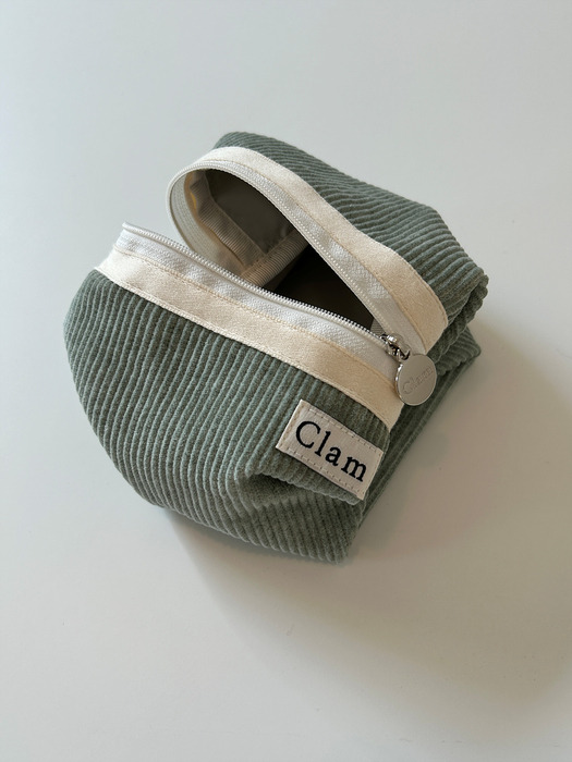 Clam round pouch _ Corduroy warm mint