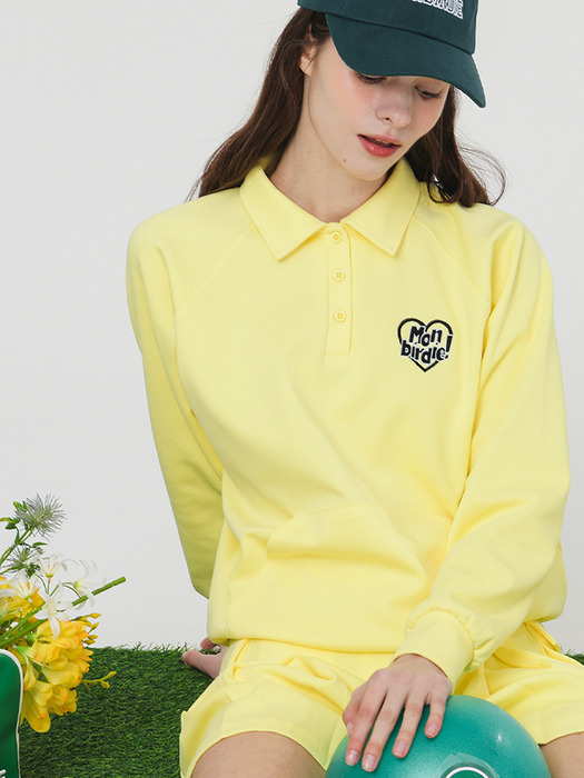 하트 로고 포인트 카라넥 맨투맨 YELLOW