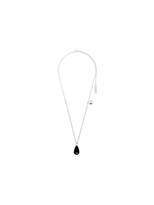 WATERDROP ONYX & SILVER BALL NECKLACE