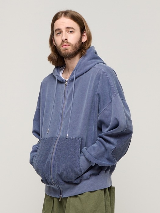 CB PIGMENT PADDED OVER HOOD ZIP UP (BLUE)