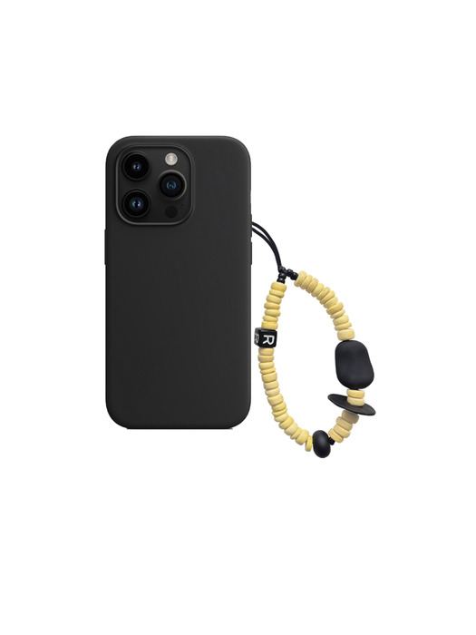 nature beads phone strap short yellow