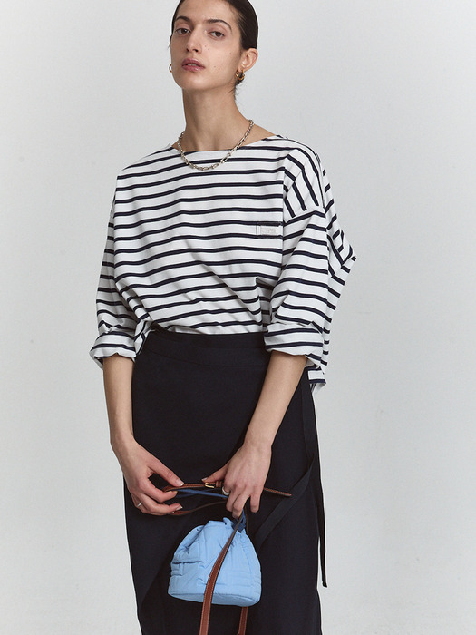 KLASSIC BORDER STRIPE T-SHIRT_DARK NAVY