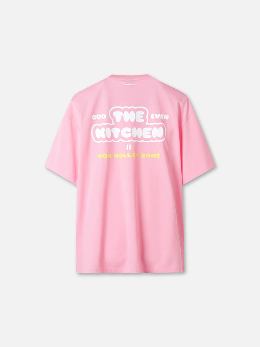 남녀공용 세미오버핏 더 키친 그래픽 반팔 티셔츠 핑크_JHTCX24302PIX