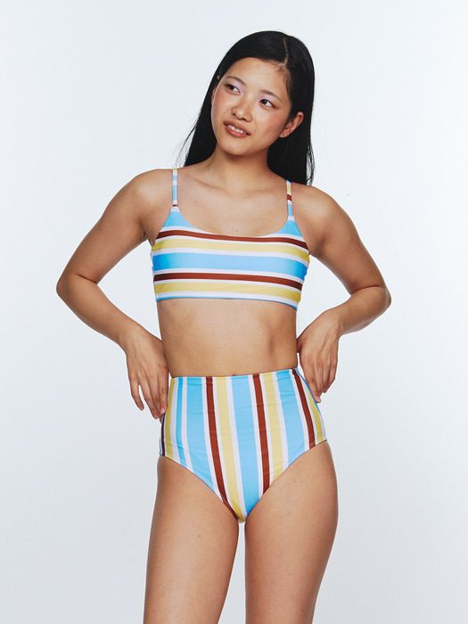 Sunburst Stripe BIKINI Bottom - Baby Blue