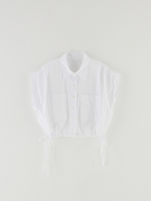 [단독] 팬시-슬리브 크롭 셔츠 WHITE