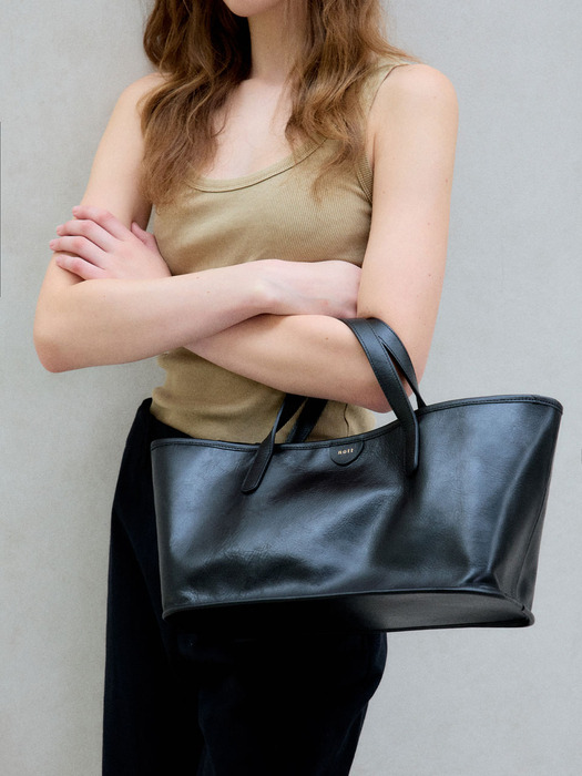 nott leather tote bag / black