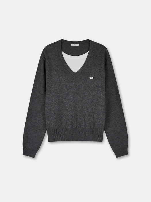 color layered pullover-charcoal