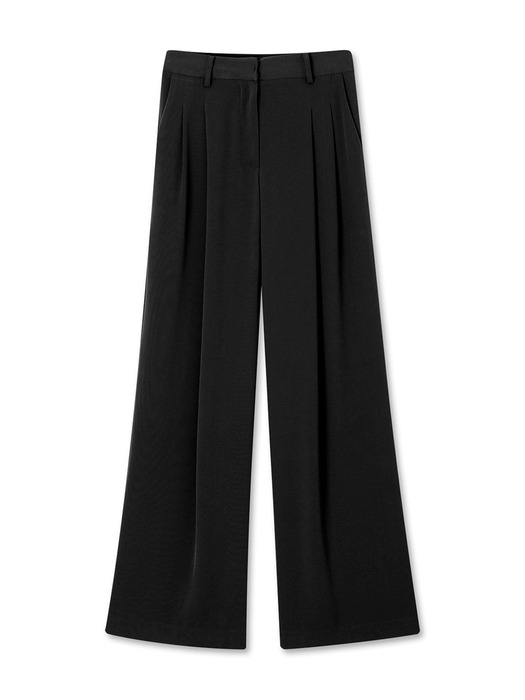 TWO PINTUCK WIDE SLACKS BLACK