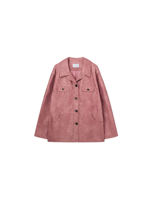 [단독] Open Collar Leather Jacket (PINK) VC2478JK701M