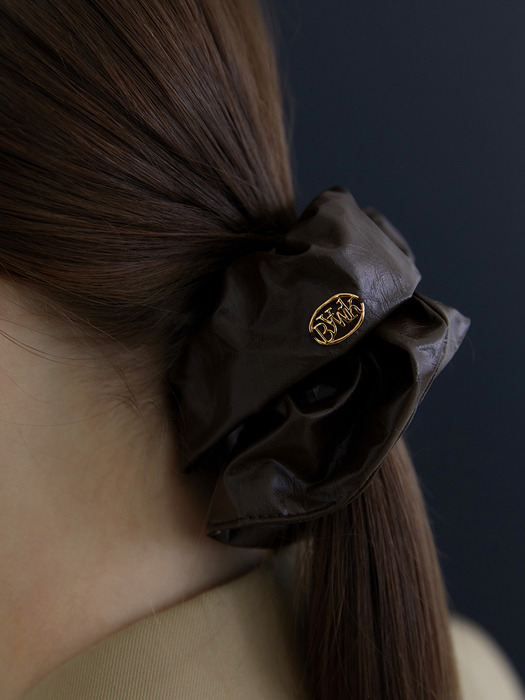 Basic leather scrunchie(4color)