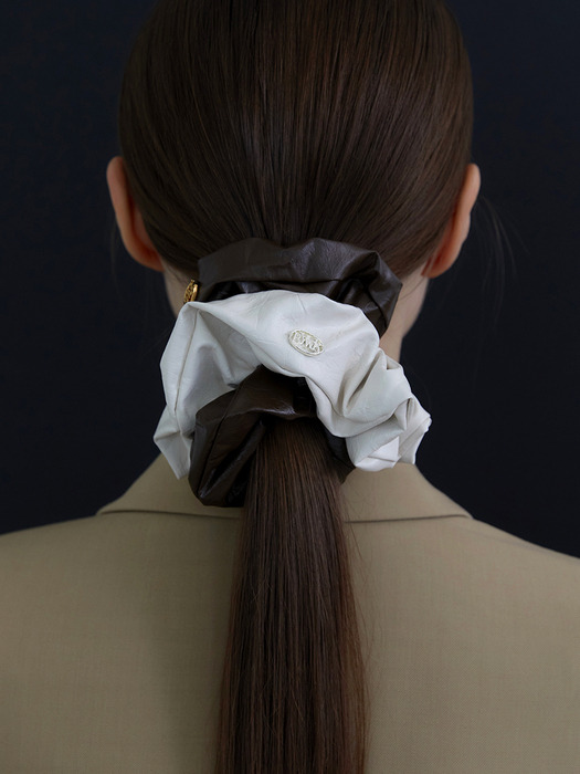 Basic leather scrunchie(4color)