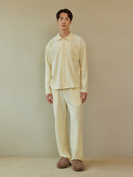 VELOUR PAJAMA COUPLE SET_cream