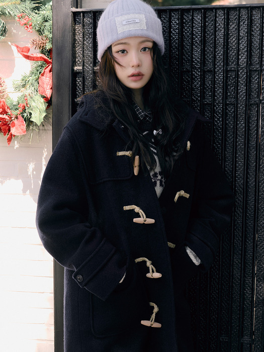 HOOD DUFFLE LONG COAT NAVY