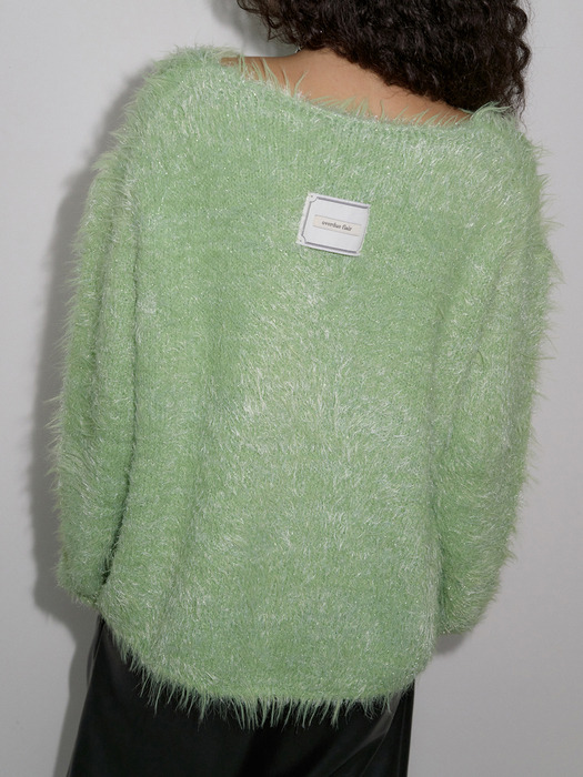 HAIRY GLITTER KNIT_LIME GREEN