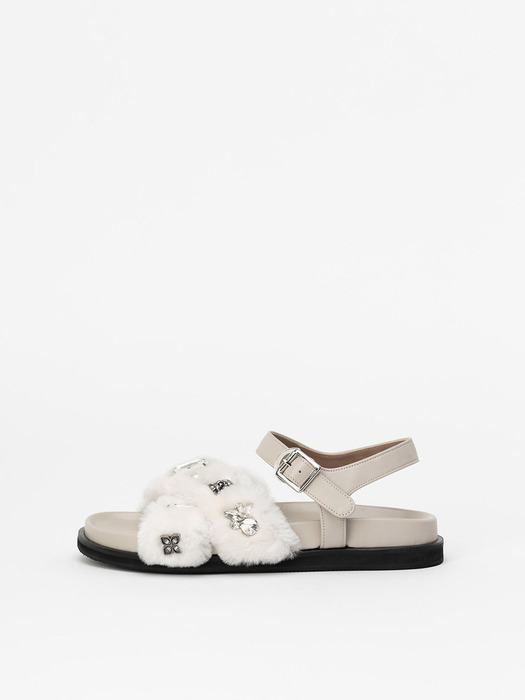 Orlane Shearling Sandals in IVORY