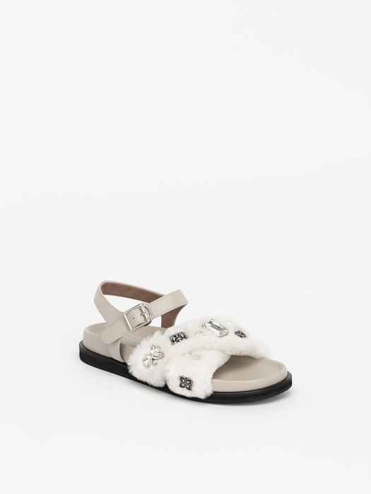 Orlane Shearling Sandals in IVORY