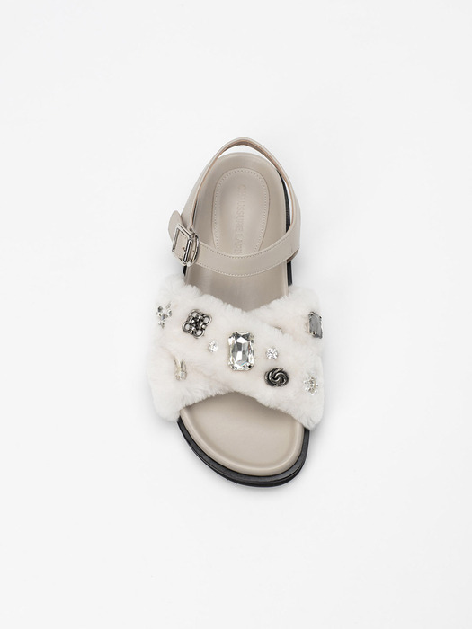 Orlane Shearling Sandals in IVORY